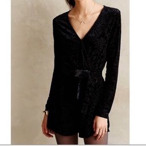 Anthropologie Saylor Velvet Burnout Romper. Size M.